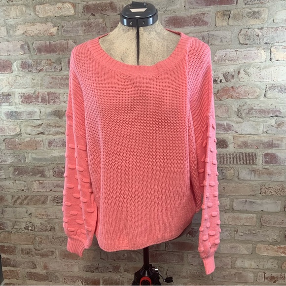 Pink puffy sleeve sweater NWT s/m - Picture 1 of 6
